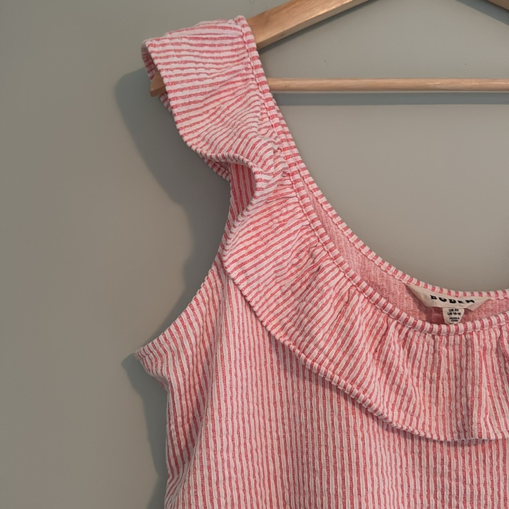 Boden Pink Striped Ruffle Top - Picture 3 of 6